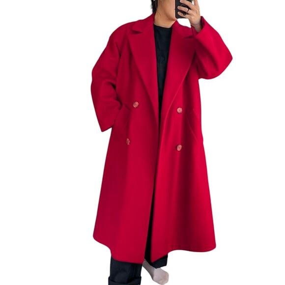 Vintage J.G. Hook Red Double Breasted Wool Coat Union Made Petites - Picture 3 of 12